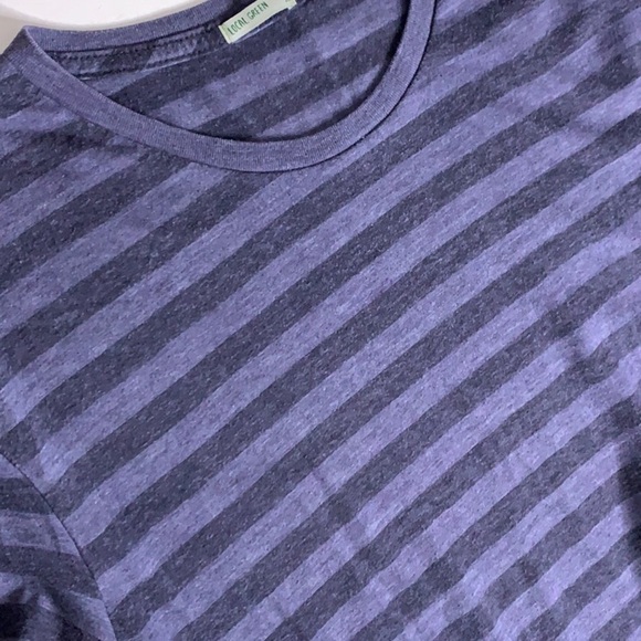 Local Green Blue Stripe Vintage fade wash surf tee short sleeve casual T-shirt - Picture 4 of 5